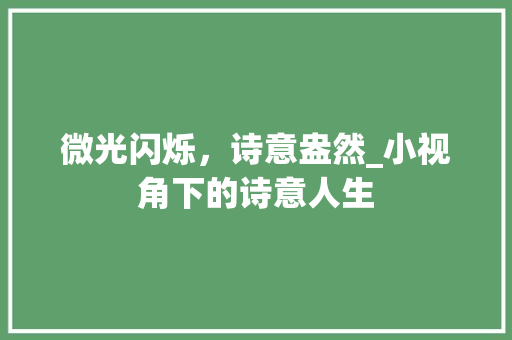 微光闪烁，诗意盎然_小视角下的诗意人生