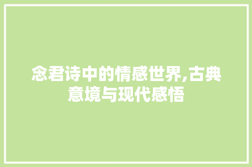 念君诗中的情感世界,古典意境与现代感悟