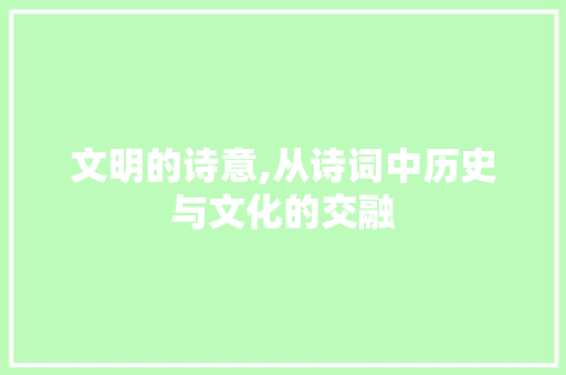 文明的诗意,从诗词中历史与文化的交融