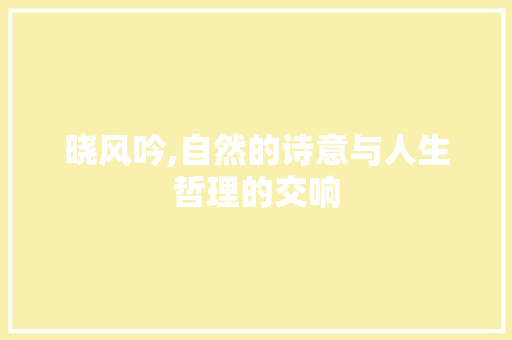 晓风吟,自然的诗意与人生哲理的交响