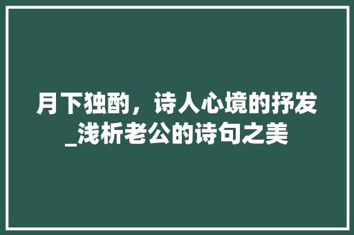 月下独酌，诗人心境的抒发_浅析老公的诗句之美