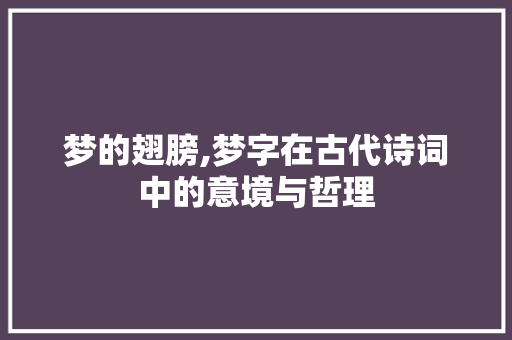 梦的翅膀,梦字在古代诗词中的意境与哲理