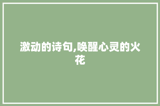 激动的诗句,唤醒心灵的火花