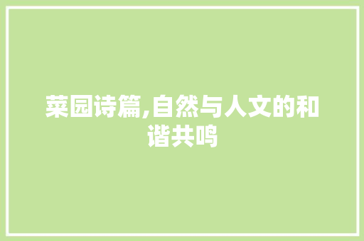 菜园诗篇,自然与人文的和谐共鸣