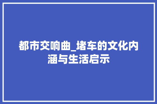 都市交响曲_堵车的文化内涵与生活启示