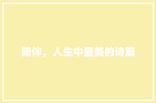 陪伴，人生中最美的诗篇