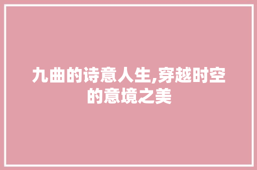 九曲的诗意人生,穿越时空的意境之美