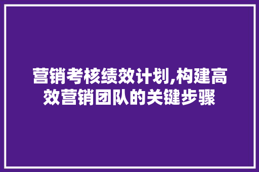 营销考核绩效计划,构建高效营销团队的关键步骤