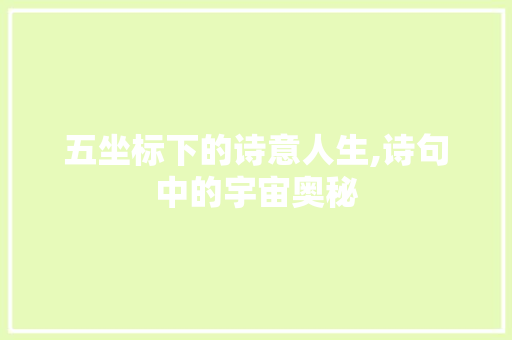 五坐标下的诗意人生,诗句中的宇宙奥秘