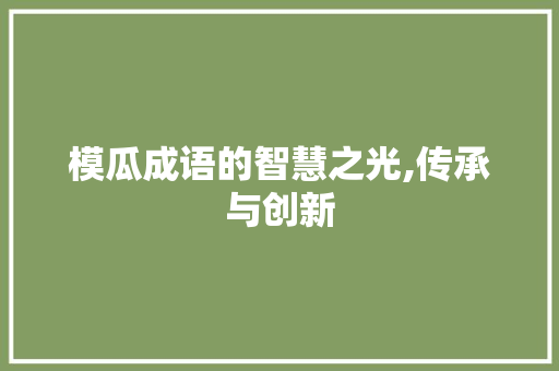 模瓜成语的智慧之光,传承与创新