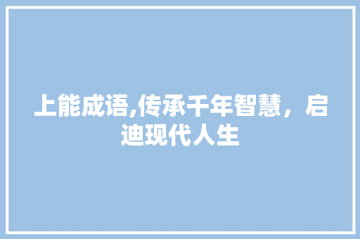 上能成语,传承千年智慧，启迪现代人生