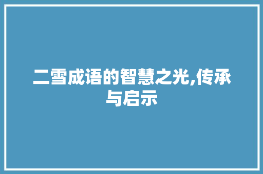 二雪成语的智慧之光,传承与启示 短语