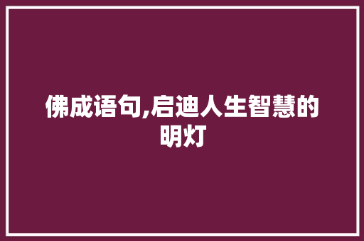 佛成语句,启迪人生智慧的明灯