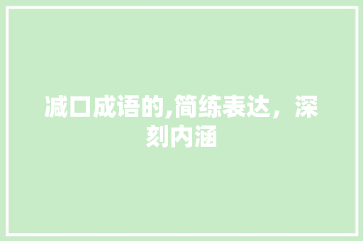 减口成语的,简练表达，深刻内涵