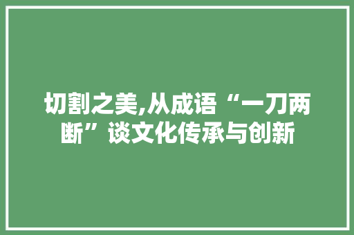 切割之美,从成语“一刀两断”谈文化传承与创新