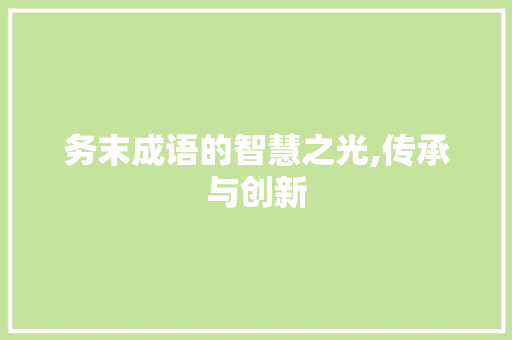 务末成语的智慧之光,传承与创新