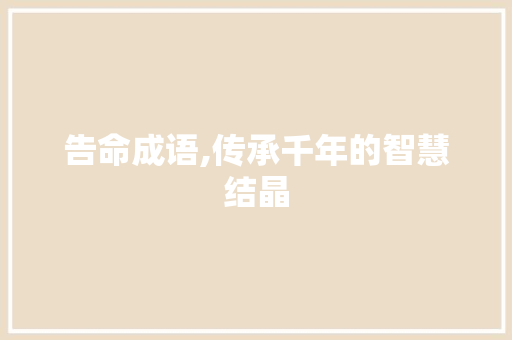 告命成语,传承千年的智慧结晶