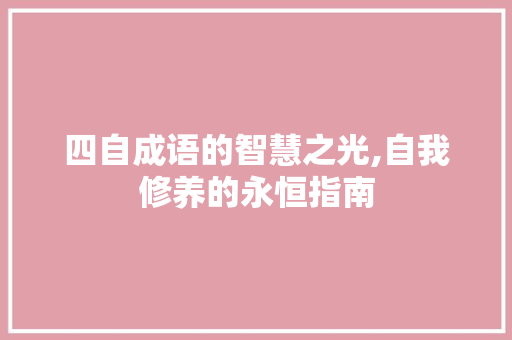 四自成语的智慧之光,自我修养的永恒指南