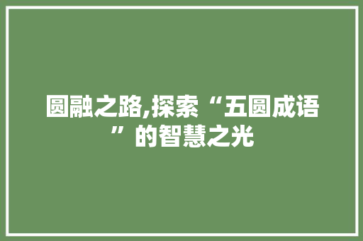 圆融之路,探索“五圆成语”的智慧之光
