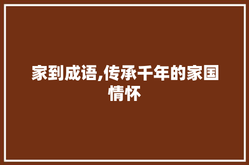 家到成语,传承千年的家国情怀