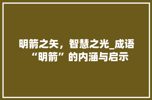 明箭之矢，智慧之光_成语“明箭”的内涵与启示