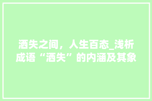 洒失之间，人生百态_浅析成语“洒失”的内涵及其象征意义
