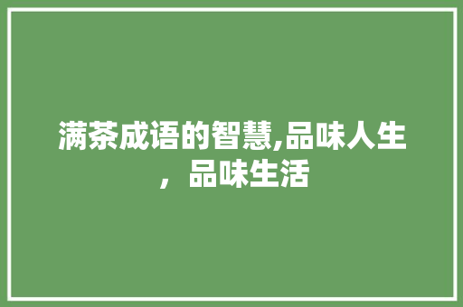 满茶成语的智慧,品味人生，品味生活