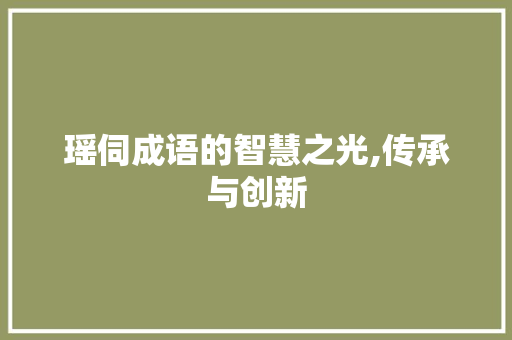 瑶伺成语的智慧之光,传承与创新