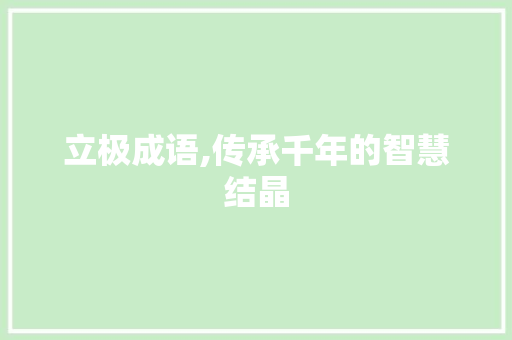 立极成语,传承千年的智慧结晶