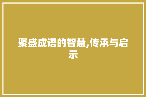 聚盛成语的智慧,传承与启示