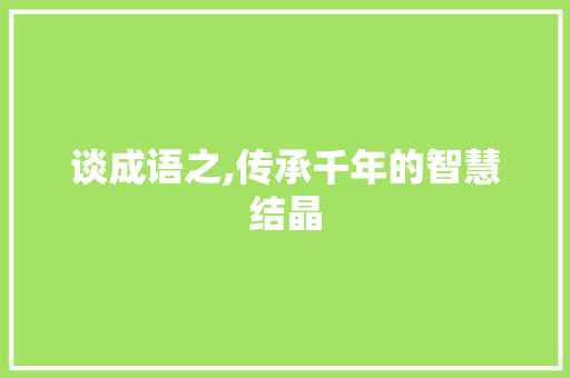 谈成语之,传承千年的智慧结晶
