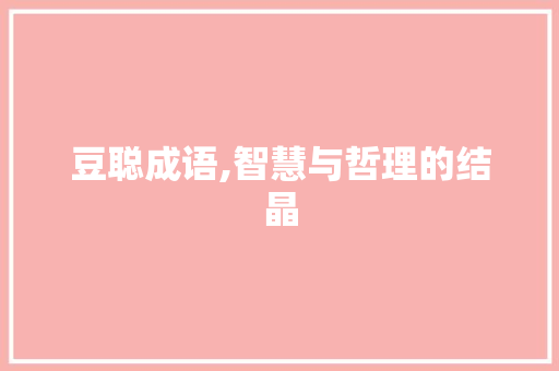 豆聪成语,智慧与哲理的结晶