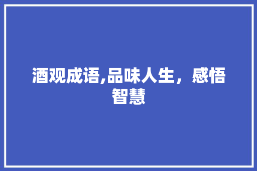 酒观成语,品味人生，感悟智慧