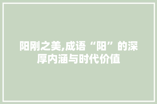 阳刚之美,成语“阳”的深厚内涵与时代价值 反义词汇