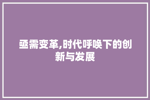 亟需变革,时代呼唤下的创新与发展
