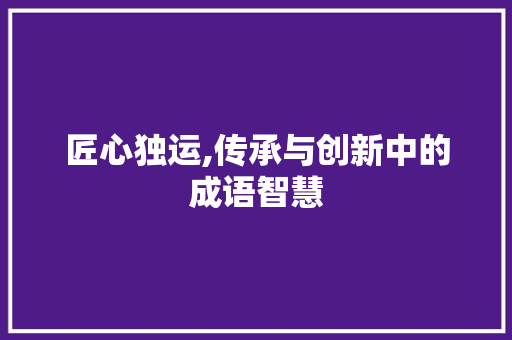 匠心独运,传承与创新中的成语智慧
