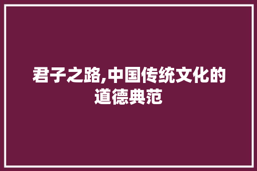 君子之路,中国传统文化的道德典范