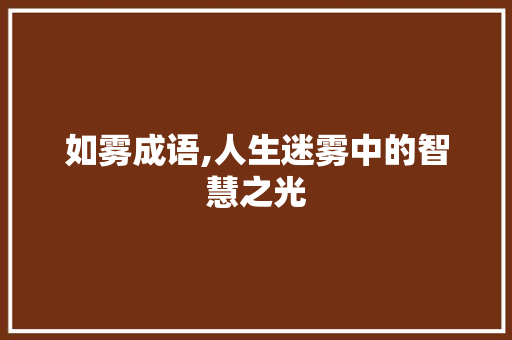 如雾成语,人生迷雾中的智慧之光
