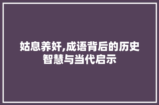 姑息养奸,成语背后的历史智慧与当代启示