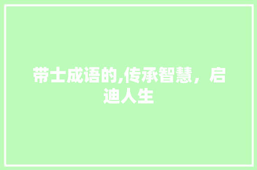 带士成语的,传承智慧，启迪人生