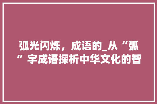 弧光闪烁，成语的_从“弧”字成语探析中华文化的智慧