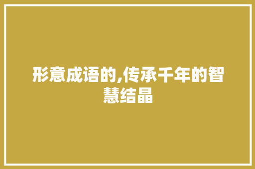 形意成语的,传承千年的智慧结晶