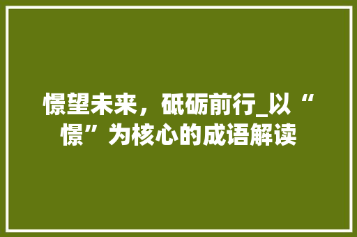 憬望未来，砥砺前行_以“憬”为核心的成语解读