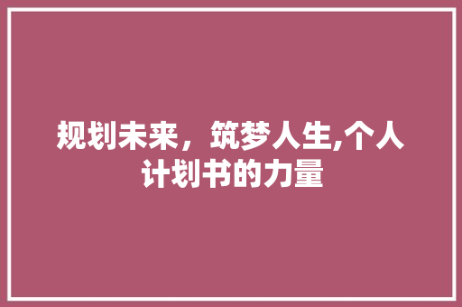 规划未来，筑梦人生,个人计划书的力量