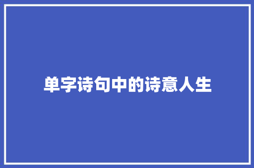 单字诗句中的诗意人生