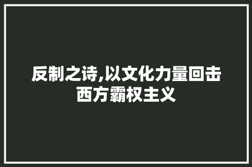 反制之诗,以文化力量回击西方霸权主义 问答