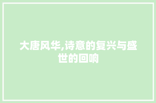 大唐风华,诗意的复兴与盛世的回响