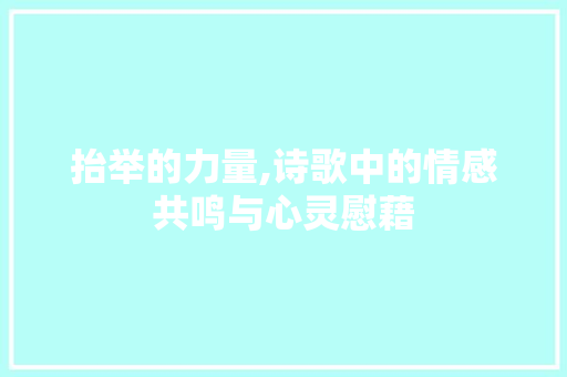 抬举的力量,诗歌中的情感共鸣与心灵慰藉