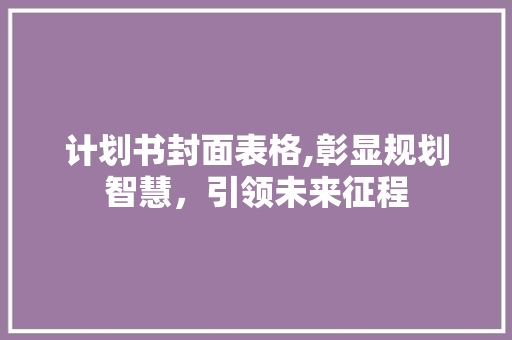 计划书封面表格,彰显规划智慧，引领未来征程 古代典籍