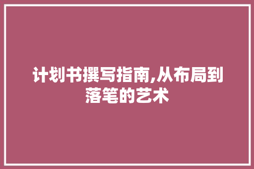 计划书撰写指南,从布局到落笔的艺术
